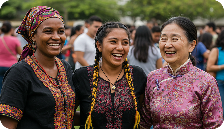 Diverse women celebrating together