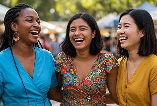 Three women celebrating